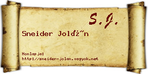 Sneider Jolán névjegykártya