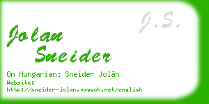 jolan sneider business card